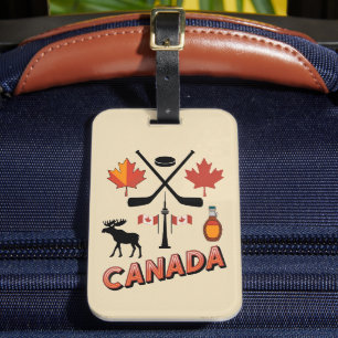 Étiquette À Bagage Icônes Symboles Nationaux Canadiens Voyage Rétro
