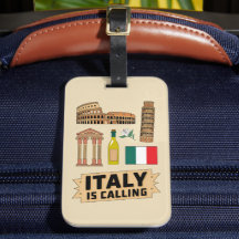 Icônes Symboliques Nationales Italie Voyage Rétro