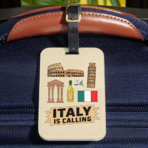 Étiquette À Bagage Icônes Symboliques Nationales Italie Voyage Rétro