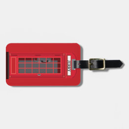 Étiquette À Bagage Iconic Red London Phone Booth with name reversible