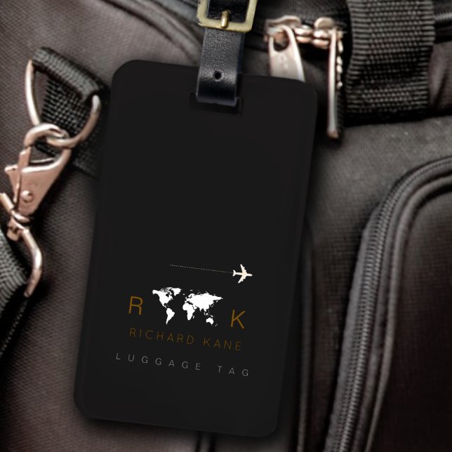 Étiquette À Bagage Identificateur élégant des bagages noir et blanc a (Créateur téléchargé)