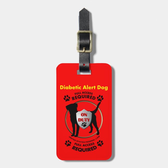 Étiquette À Bagage Identification vigilante diabétique de chien (Devant Vertical)