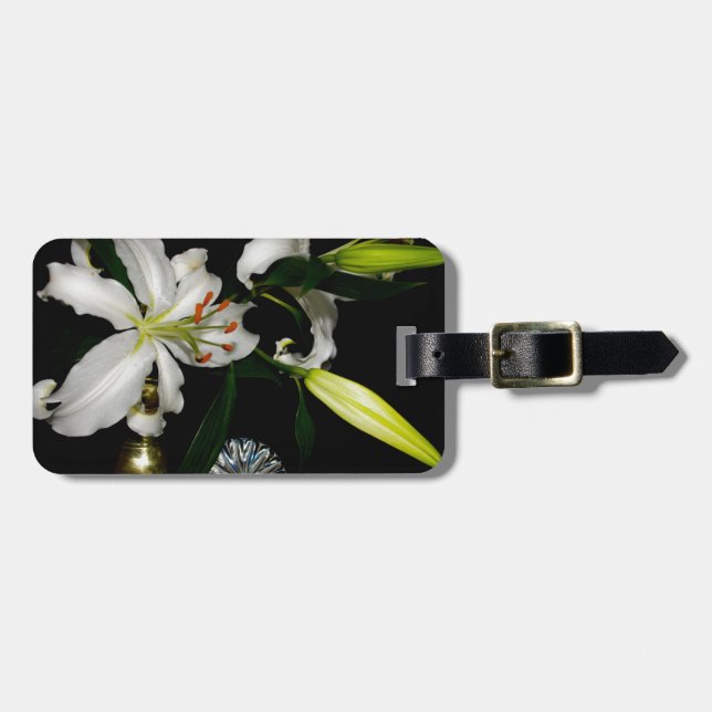 Étiquette À Bagage Iirsh Design - Collection de laiton et de fleurs (Devant horizontal)