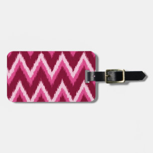 Étiquette À Bagage Ikat Chevron Stripes - Burqundy, Rose et rose