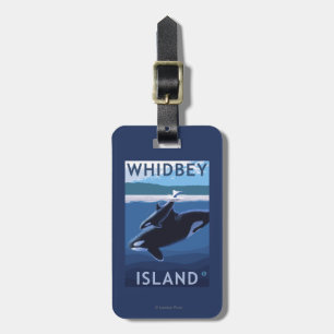 Étiquette À Bagage Île, WashingtonOrca et veau de Whidbey