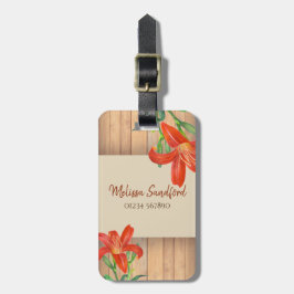 Étiquette À Bagage Illustration botanique Rustique Orange Lily