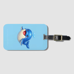 Étiquette À Bagage Illustration de baleine mignonne aux grands yeux A