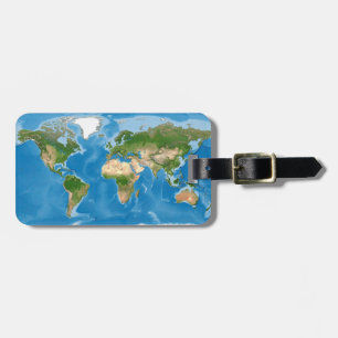 Étiquette À Bagage Illustration de carte topographique du monde