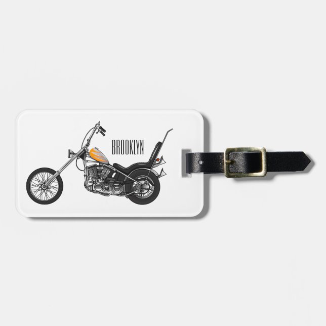 Étiquette À Bagage Illustration de Chopper Motorcycle 1950 (Devant horizontal)