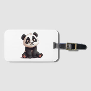 Étiquette À Bagage Illustration de dessin animé d'ours panda assis