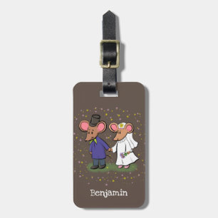 Étiquette À Bagage Illustration de dessin animé d'un couple de souris