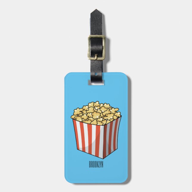 Étiquette À Bagage Illustration de dessin animé Popcorn (Devant Vertical)