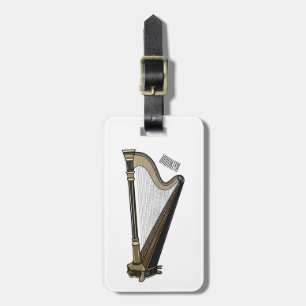 Étiquette À Bagage Illustration de dessin animé sur la harpe