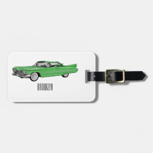 Étiquette À Bagage Illustration de dessin de voiture classique 1959