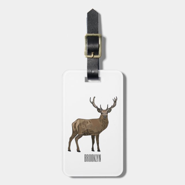 Étiquette À Bagage Illustration de dessin sur le cerf (Devant Vertical)