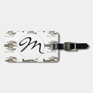 Étiquette À Bagage Illustration de homard, fruits de mer du Maine
