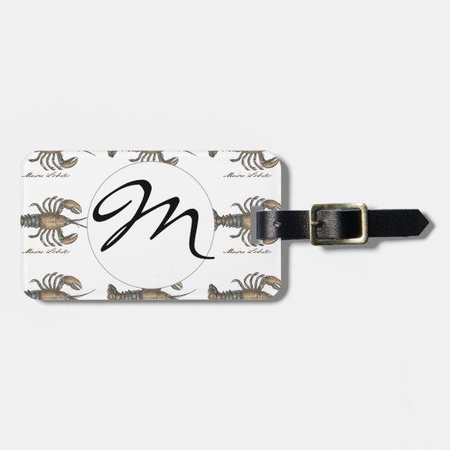 Étiquette À Bagage Illustration de homard, fruits de mer du Maine (Devant horizontal)