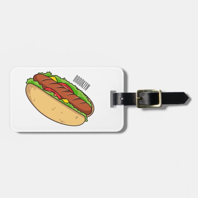 Étiquette À Bagage Illustration de Hot dog (Devant horizontal)