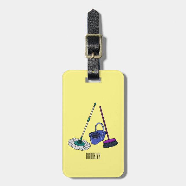 Étiquette À Bagage Illustration de la bande dessinée Broom & mop (Devant Vertical)