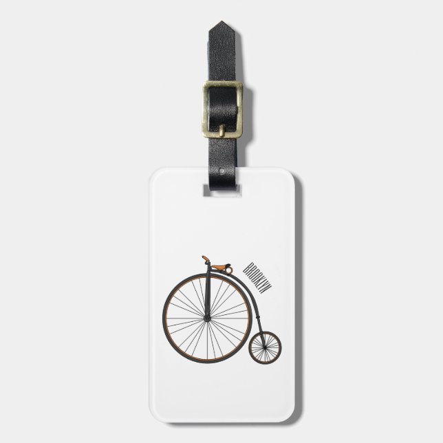 Étiquette À Bagage Illustration de la bande dessinée de vélo à grande (Devant Vertical)