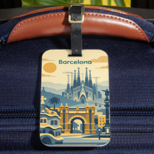 Étiquette À Bagage Illustration de la Sagrada Familia de Barcelone mo