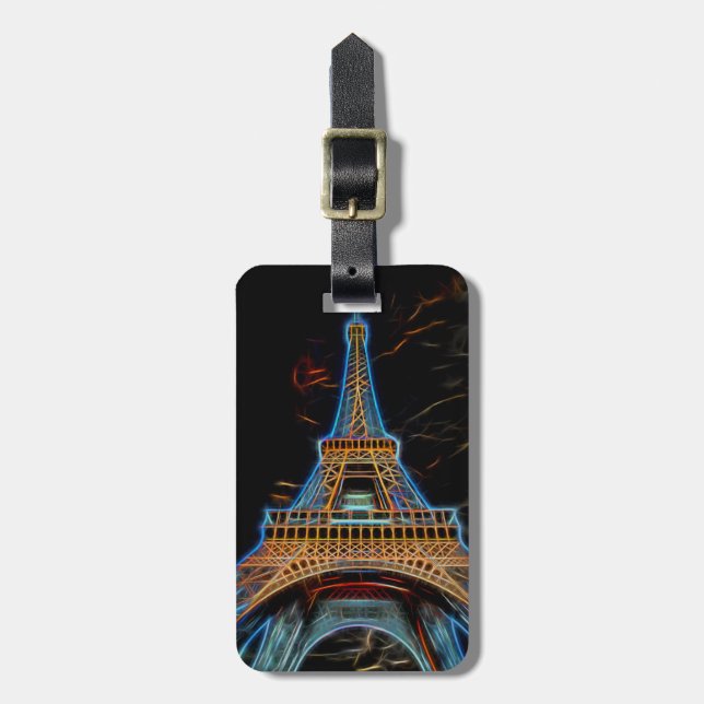 Étiquette À Bagage Illustration de la Tour Eiffel - Paris, France (Devant Vertical)