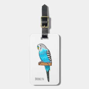 Étiquette À Bagage Illustration de l'oiseau bleu budgerigar
