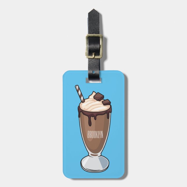 Étiquette À Bagage Illustration de milk-shake au chocolat (Devant Vertical)