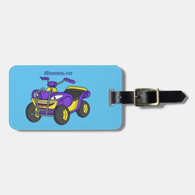 Étiquette À Bagage Illustration de moto Purple Quad (Devant horizontal)
