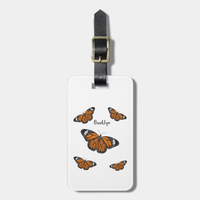 Étiquette À Bagage Illustration de papillon monarque (Devant Vertical)