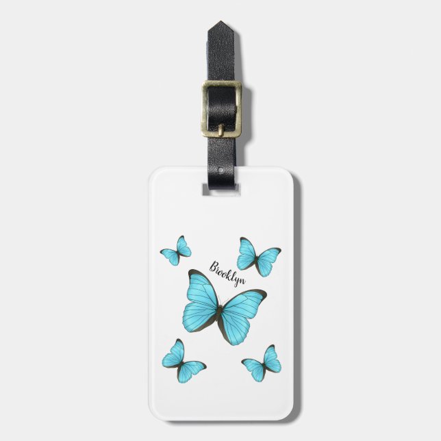 Étiquette À Bagage Illustration de papillons Morpho (Devant Vertical)