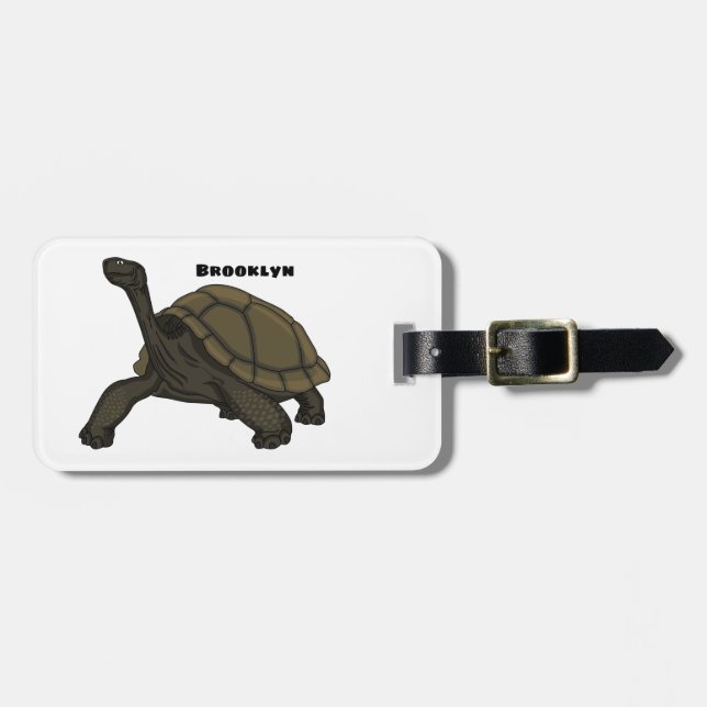 Étiquette À Bagage Illustration de tortue terrestre des Galapagos (Devant horizontal)