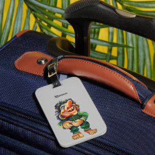 Étiquette À Bagage Illustration de troll amusant scandinave à l'aquar