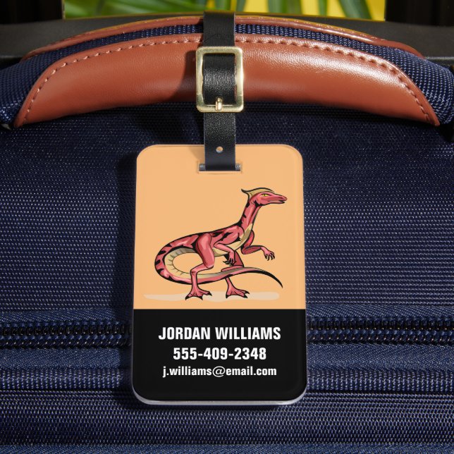 Étiquette À Bagage Illustration De Velociraptor. (Insitu Rectoal 2)