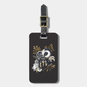 Étiquette À Bagage Illustration d'encre de chèvre noire et blanche