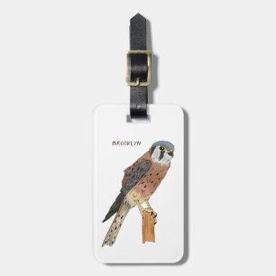 Étiquette À Bagage Illustration d'oiseau américain Kestrel