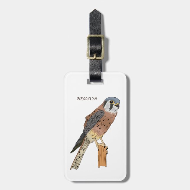 Étiquette À Bagage Illustration d'oiseau américain Kestrel (Devant Vertical)