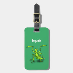 Étiquette À Bagage Illustration drôle de mante verte en prière
