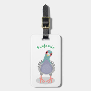 Étiquette À Bagage Illustration drôle de pigeon curieux