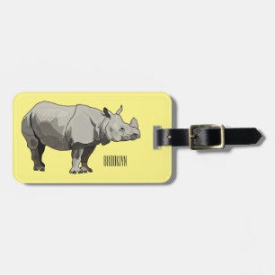 Étiquette À Bagage Illustration du rhinocéros de Javan