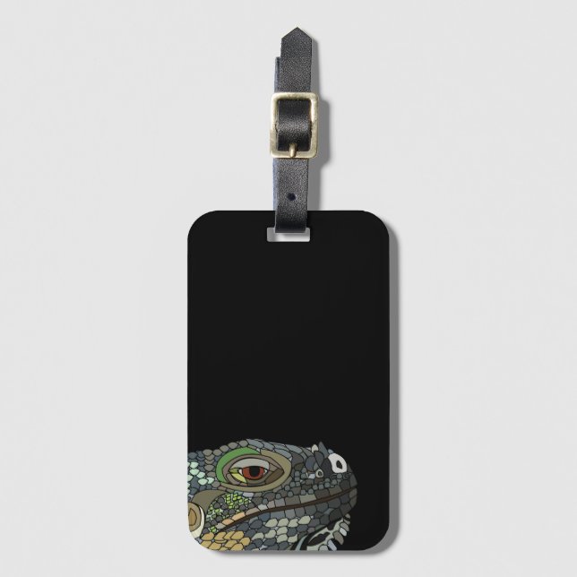 Étiquette À Bagage Illustration d'un animal de lézard d'Iguana (Devant Vertical)