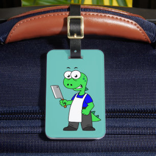 Étiquette À Bagage Illustration D'Un Boucher Rex Tyrannosaurus.