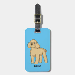 Étiquette À Bagage Illustration d'un caniche brun joyeux