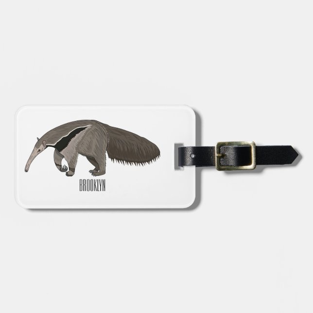 Étiquette À Bagage Illustration d'un dessin animé d'Anteater (Devant horizontal)