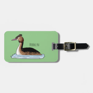 Étiquette À Bagage Illustration d'un grand oiseau de grèbe huppé