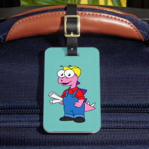 Étiquette À Bagage Illustration D'Un Ouvrier De Construction De Stego