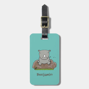 Étiquette À Bagage Illustration d'un petit rhinocéros