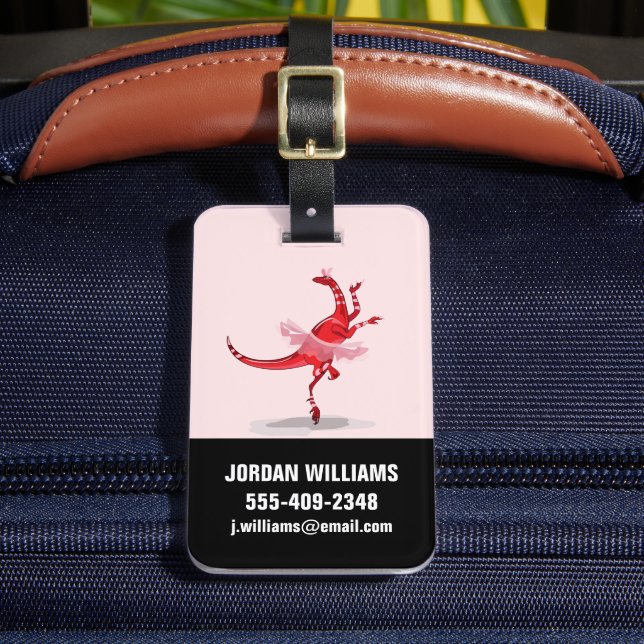Étiquette À Bagage Illustration D'Un Raptor Danseur Ballerina. (Insitu Rectoal 2)