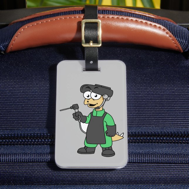 Étiquette À Bagage Illustration D'Un Soudeur De Stegosaurus. (Insitu Rectoal 2)