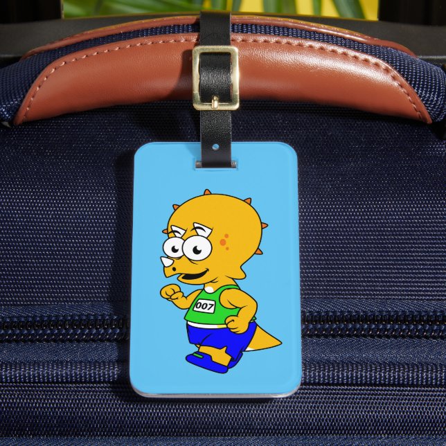 Étiquette À Bagage Illustration D'Un Tricératops Runner. (Insitu Rectoal 2)